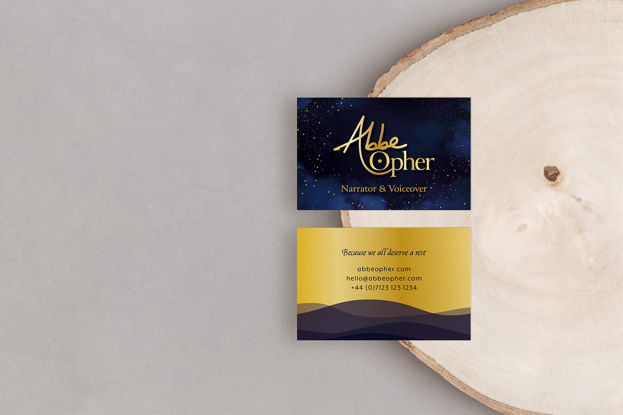 Abbe Opher voiceover and narrator business cards