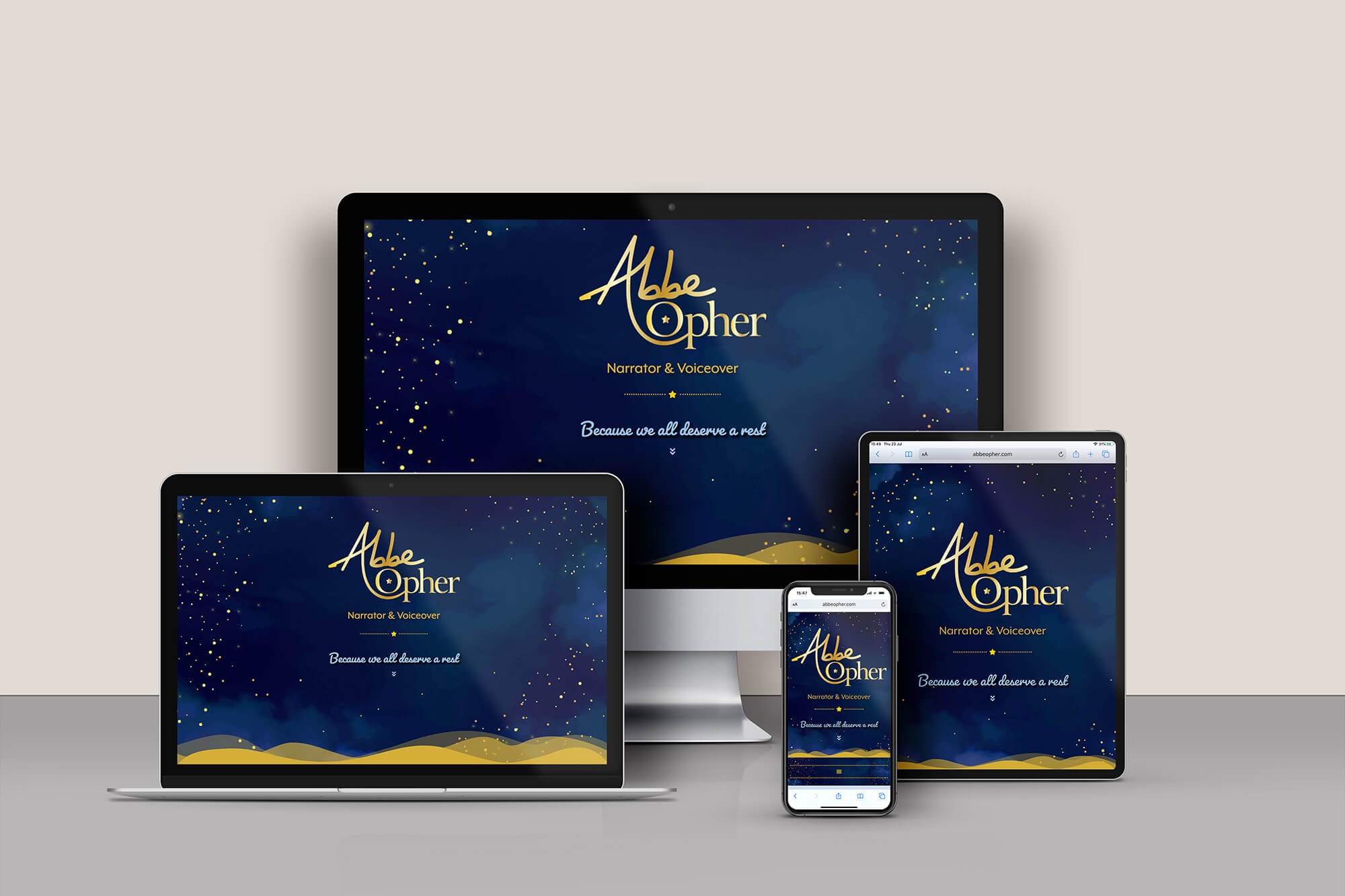 Abbe Opher voiceover website responsive design