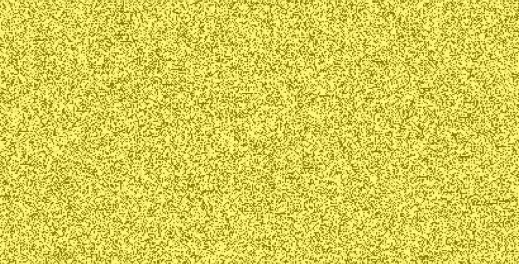 Yellow image with lots of grainy small black marks to represent noise.
