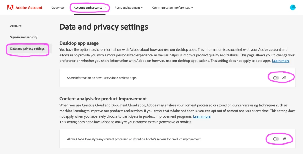 adobe privacy